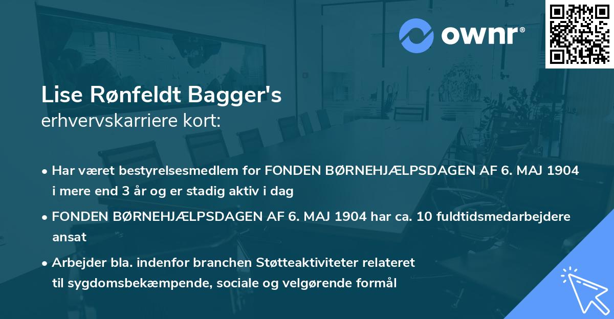 Lise Rønfeldt Bagger's erhvervskarriere kort