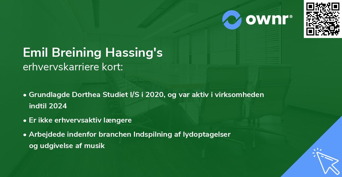 Emil Breining Hassing's erhvervskarriere kort