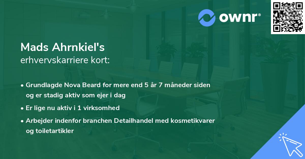 Mads Ahrnkiel's erhvervskarriere kort