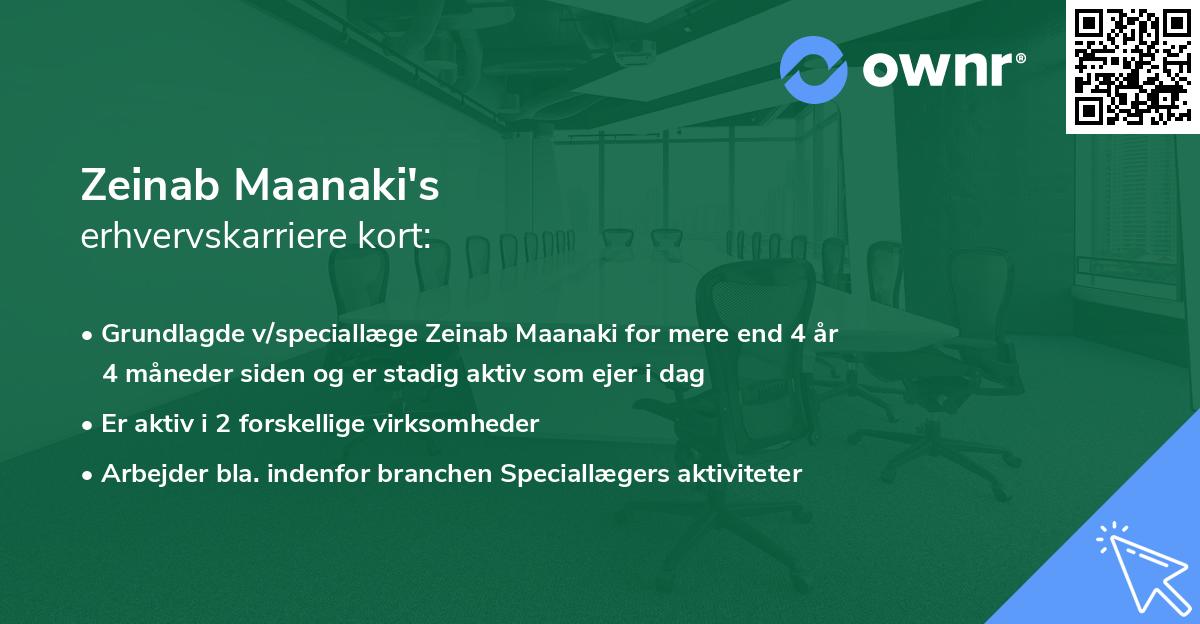 Zeinab Maanaki's erhvervskarriere kort