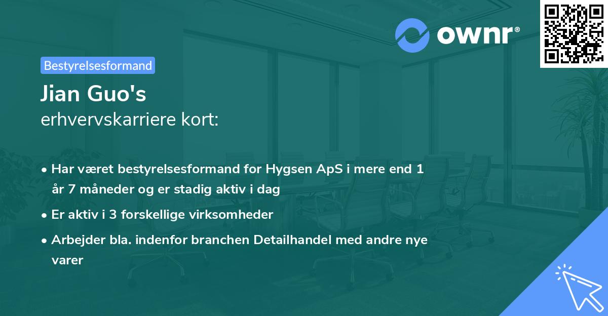 Jian Guo's erhvervskarriere kort