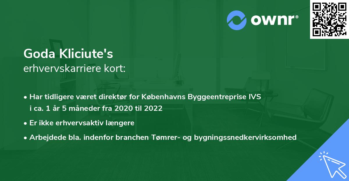 Goda Kliciute's erhvervskarriere kort