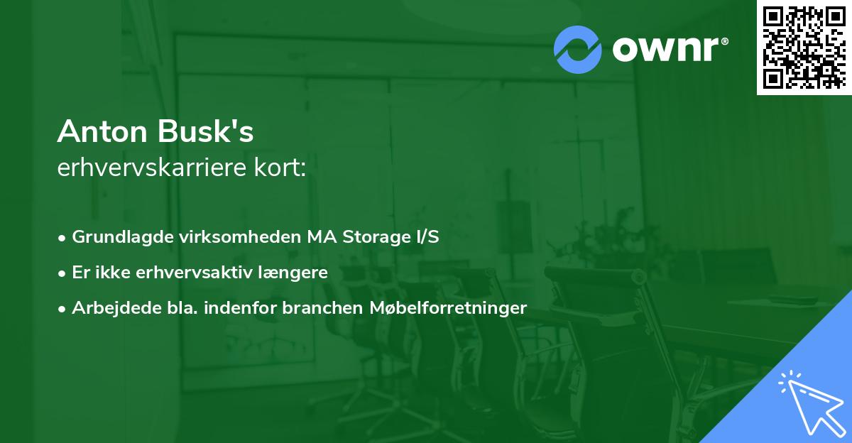 Anton Busk's erhvervskarriere kort