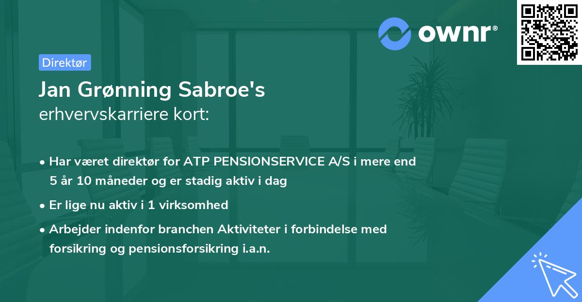 Jan Grønning Sabroe's erhvervskarriere kort