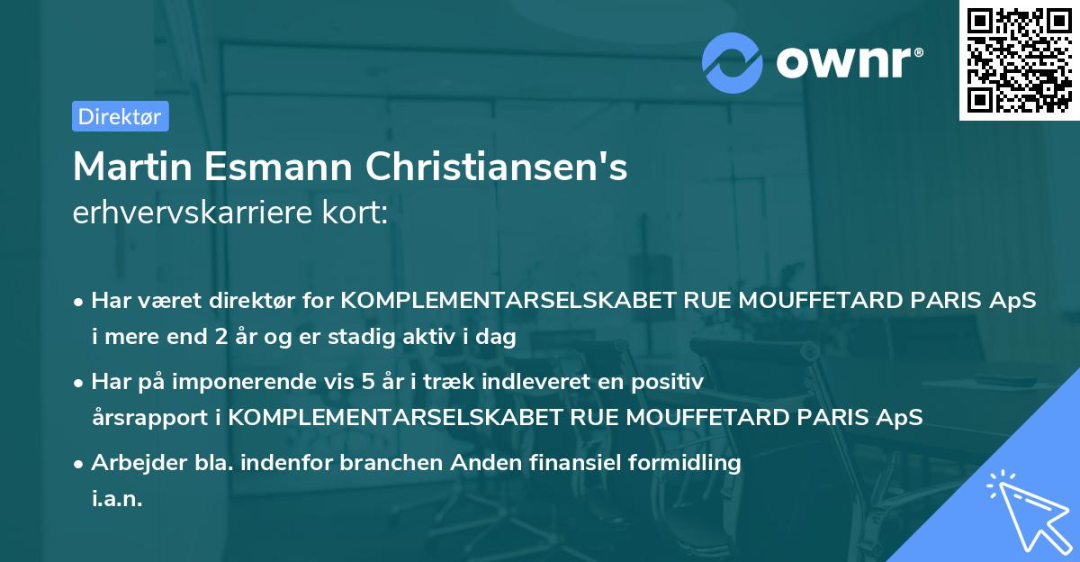 Martin Esmann Christiansen's erhvervskarriere kort