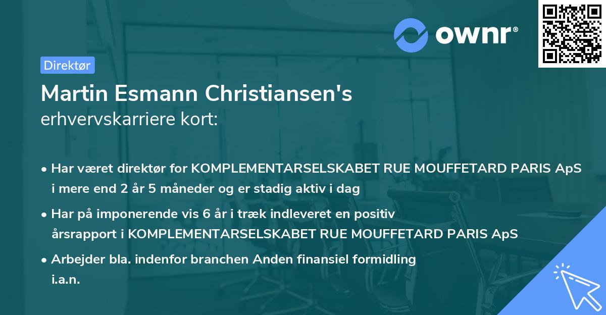 Martin Esmann Christiansen's erhvervskarriere kort