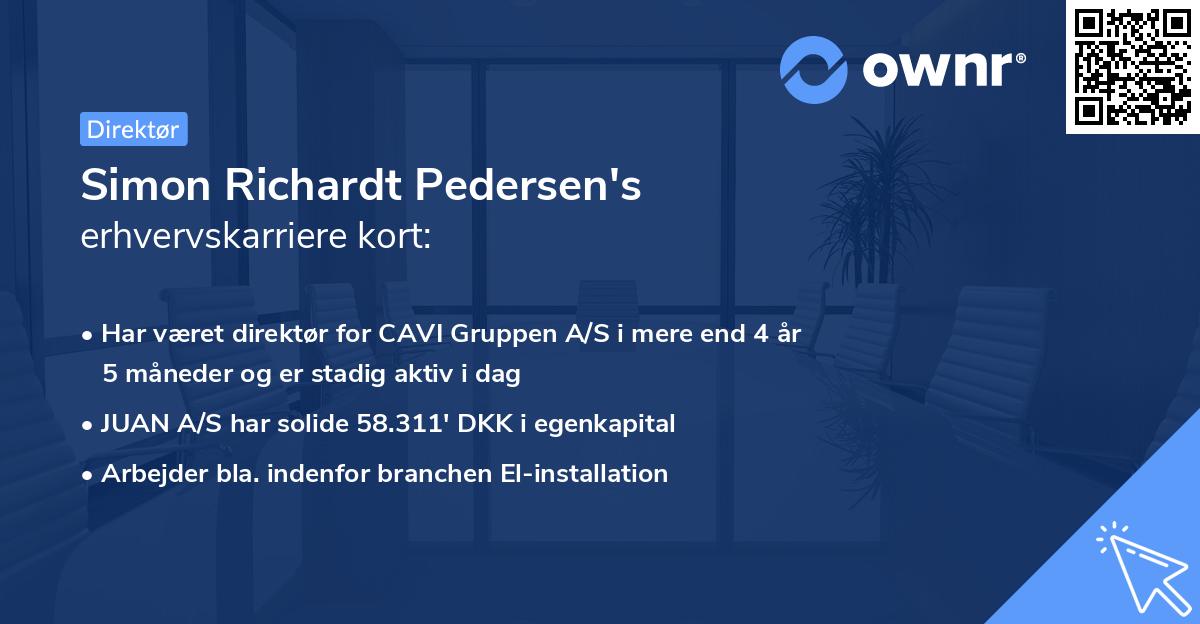 Simon Richardt Pedersen's erhvervskarriere kort