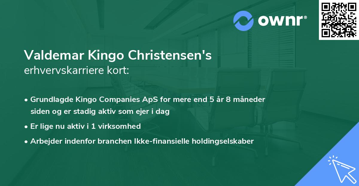 Valdemar Kingo Christensen's erhvervskarriere kort