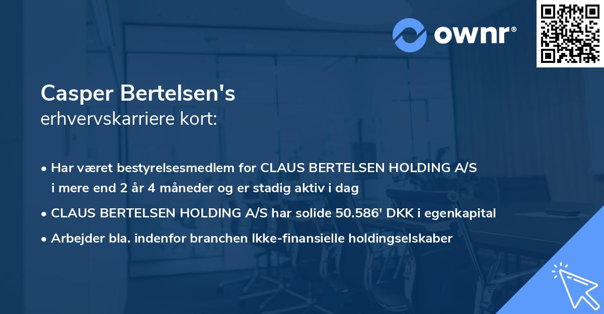 Casper Bertelsen's erhvervskarriere kort