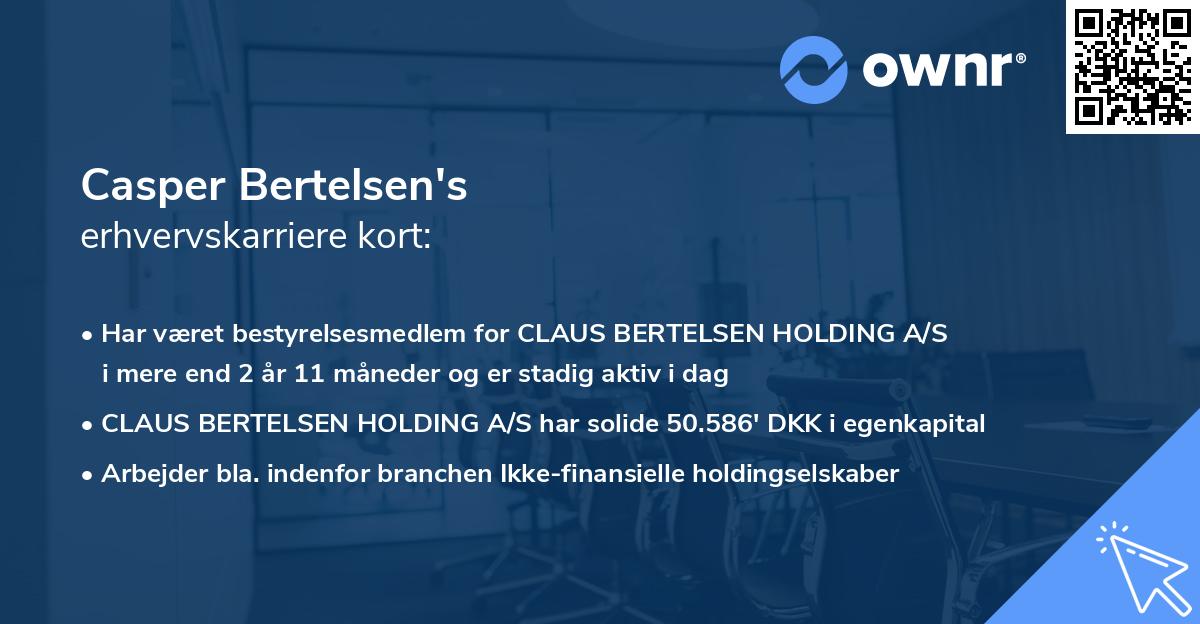 Casper Bertelsen's erhvervskarriere kort