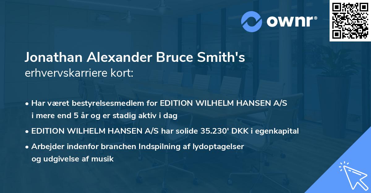 Jonathan Alexander Bruce Smith's erhvervskarriere kort