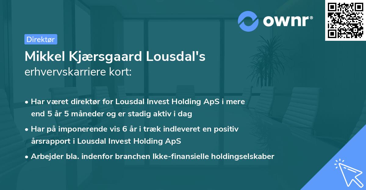 Mikkel Kjærsgaard Lousdal's erhvervskarriere kort