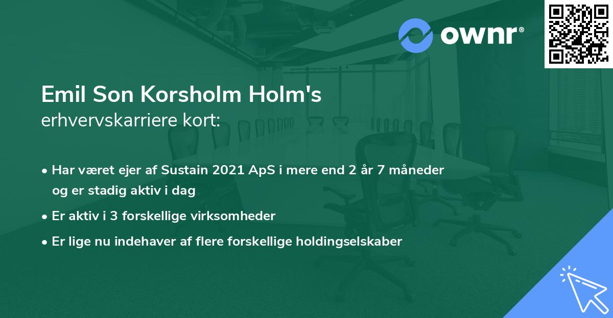 Emil Son Korsholm Holm's erhvervskarriere kort