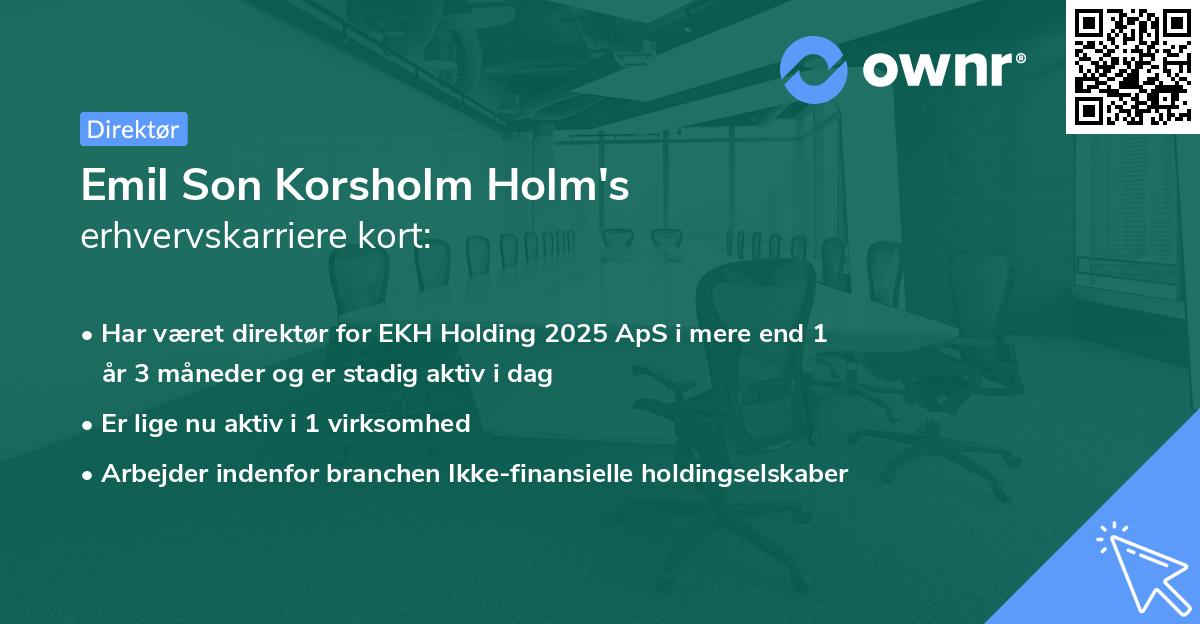 Emil Son Korsholm Holm's erhvervskarriere kort