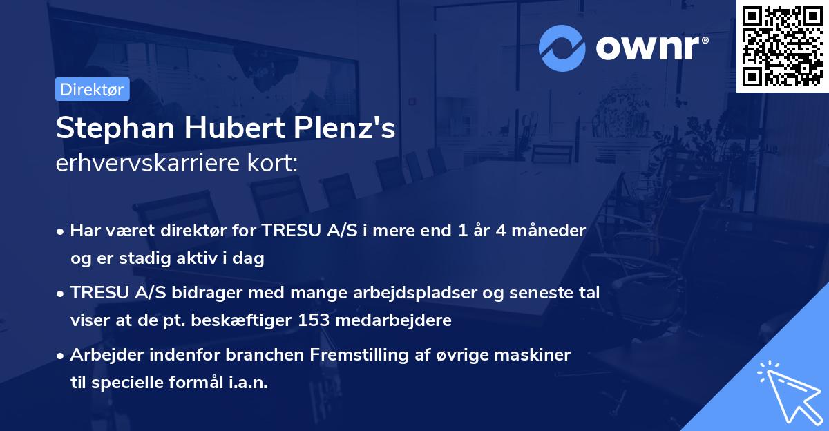 Stephan Hubert Plenz's erhvervskarriere kort