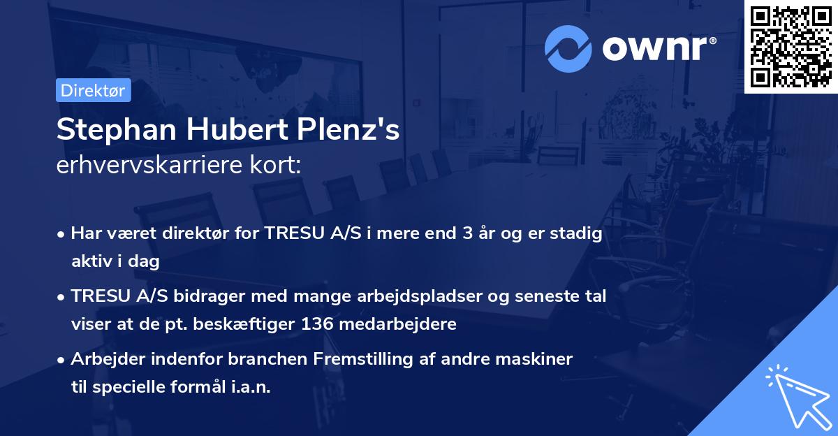 Stephan Hubert Plenz's erhvervskarriere kort