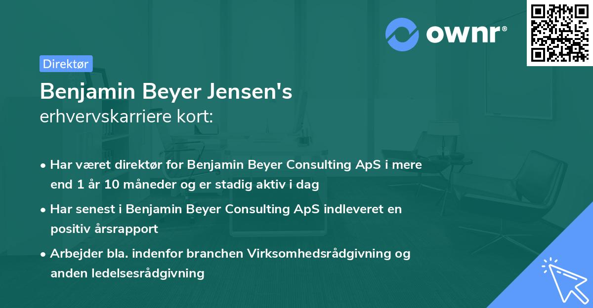 Benjamin Beyer Jensen's erhvervskarriere kort