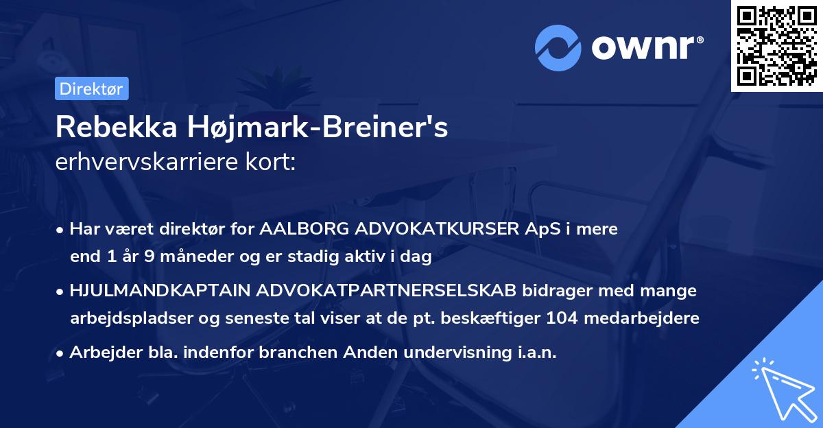 Rebekka Højmark-Breiner's erhvervskarriere kort