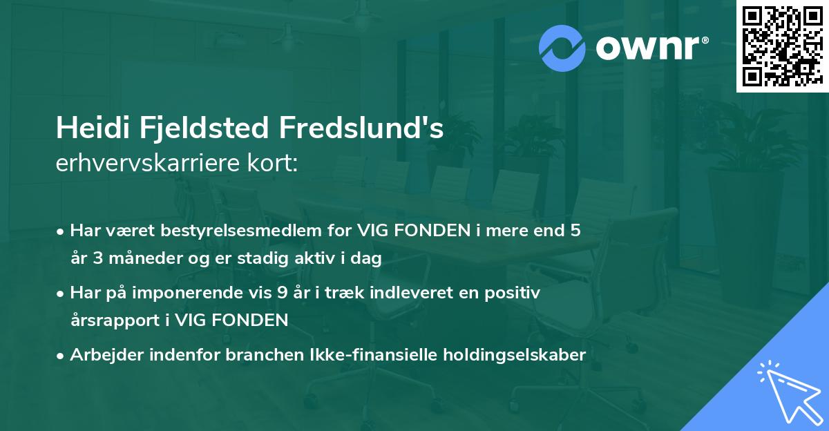 Heidi Fjeldsted Fredslund's erhvervskarriere kort