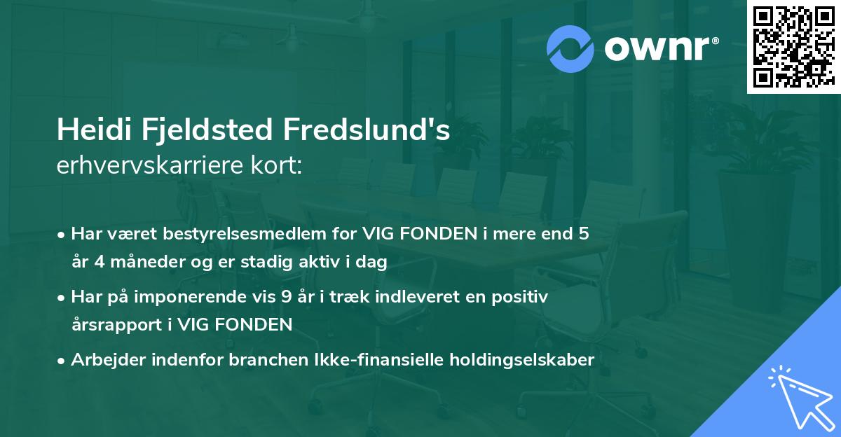 Heidi Fjeldsted Fredslund's erhvervskarriere kort