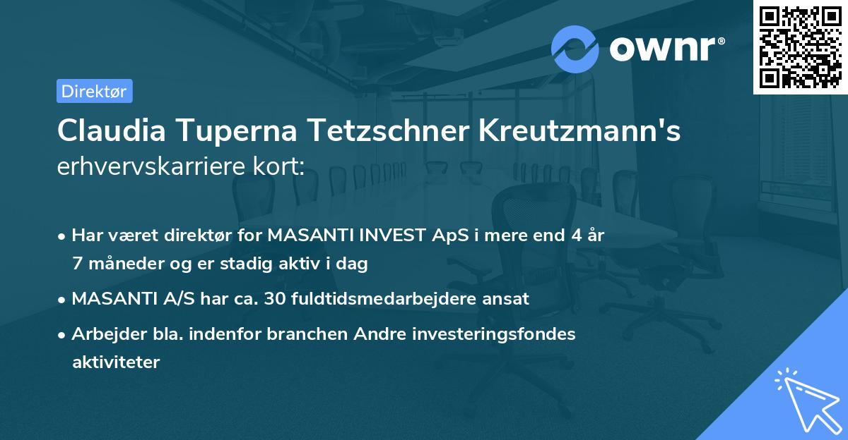 Claudia Tuperna Tetzschner Kreutzmann's erhvervskarriere kort