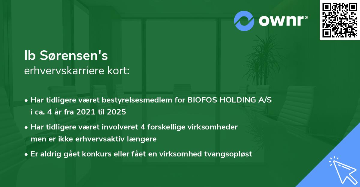 Ib Sørensen's erhvervskarriere kort