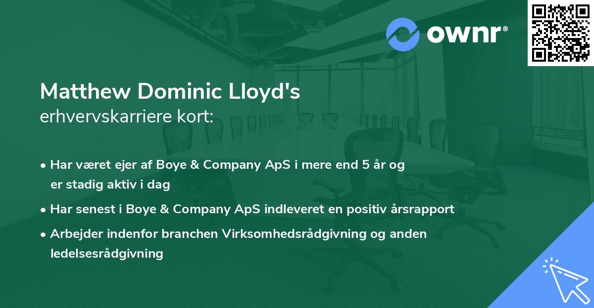 Matthew Dominic Lloyd's erhvervskarriere kort