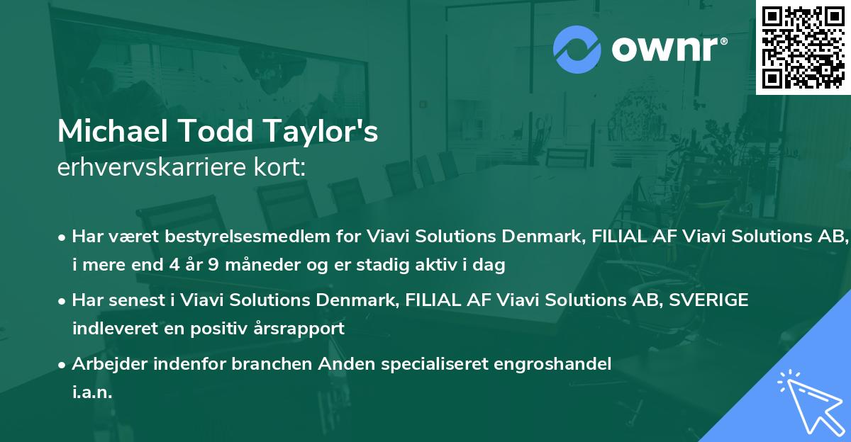 Michael Todd Taylor's erhvervskarriere kort