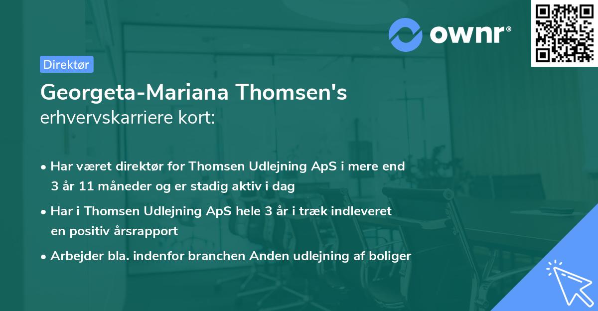 Georgeta-Mariana Thomsen's erhvervskarriere kort