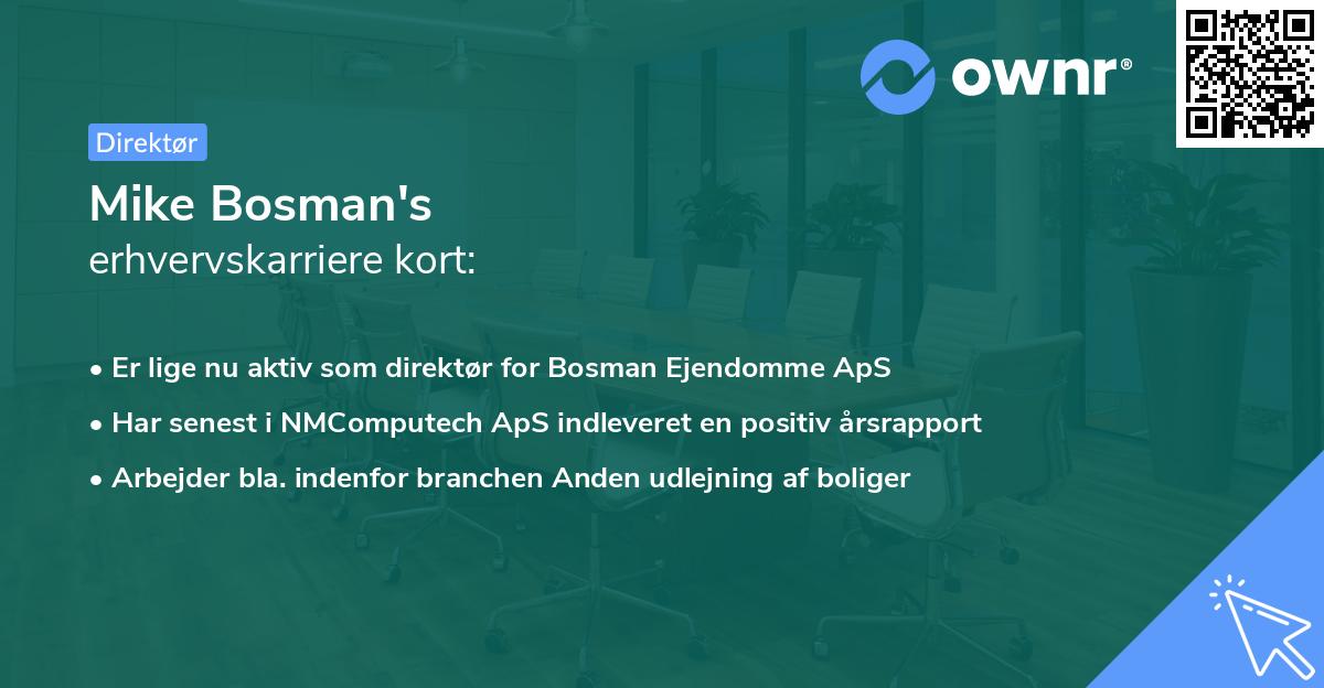 Mike Bosman's erhvervskarriere kort