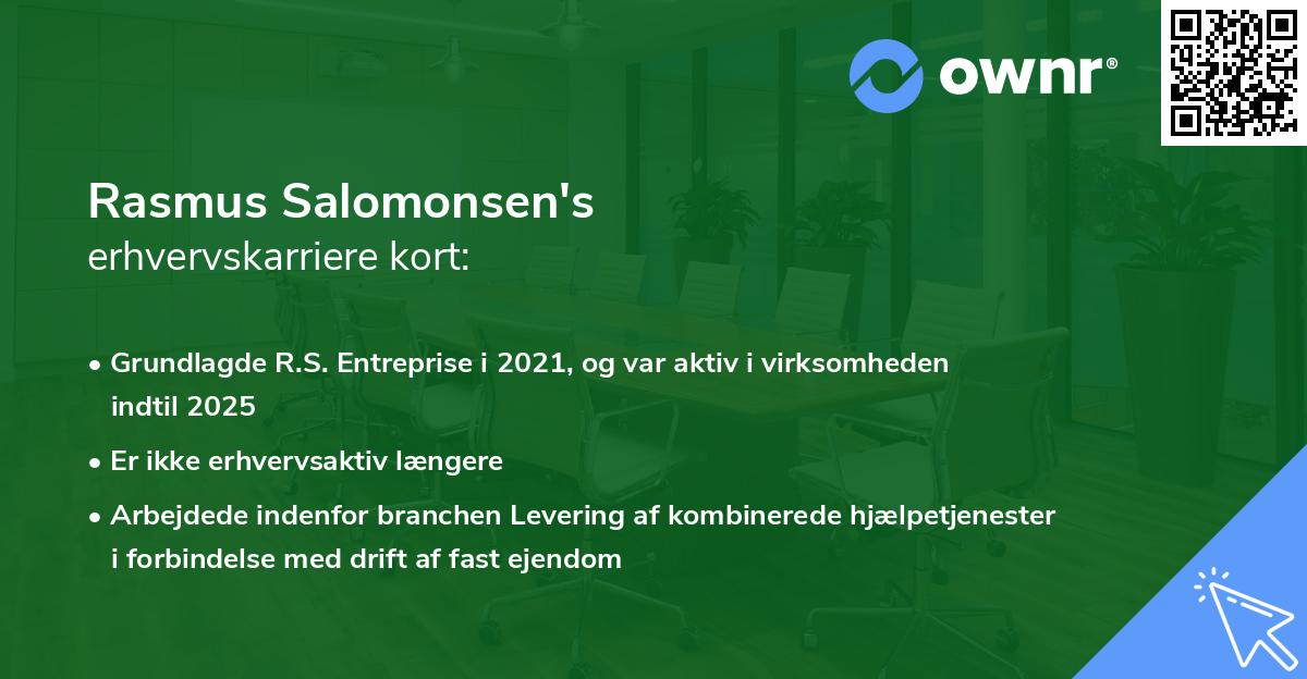 Rasmus Salomonsen's erhvervskarriere kort