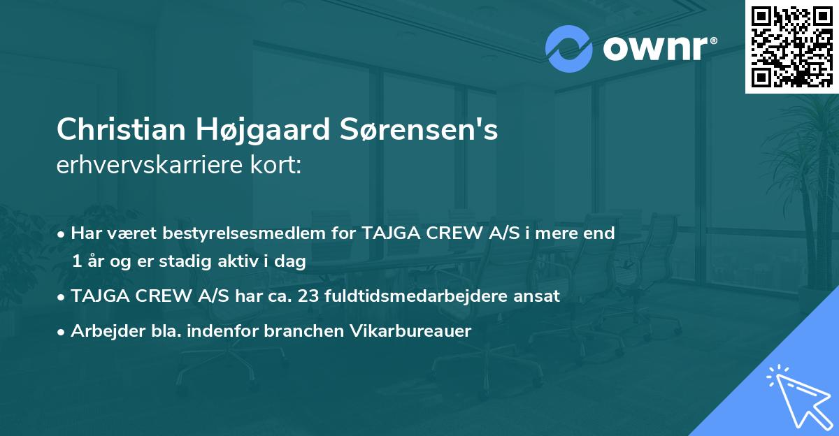 Christian Højgaard Sørensen's erhvervskarriere kort