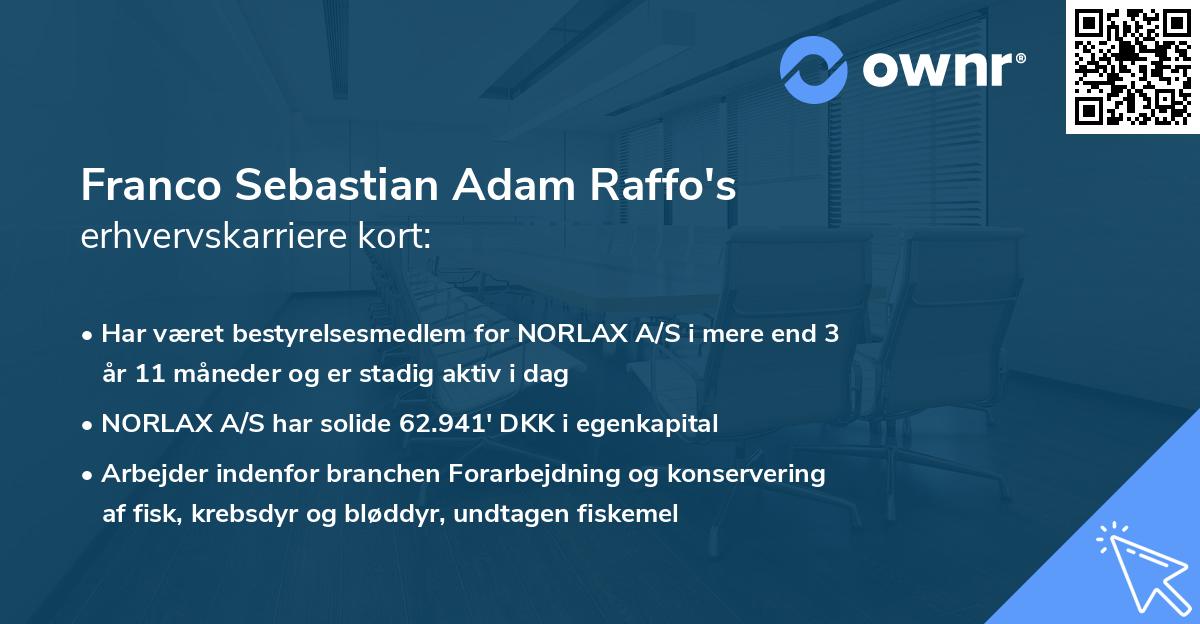 Franco Sebastian Adam Raffo's erhvervskarriere kort