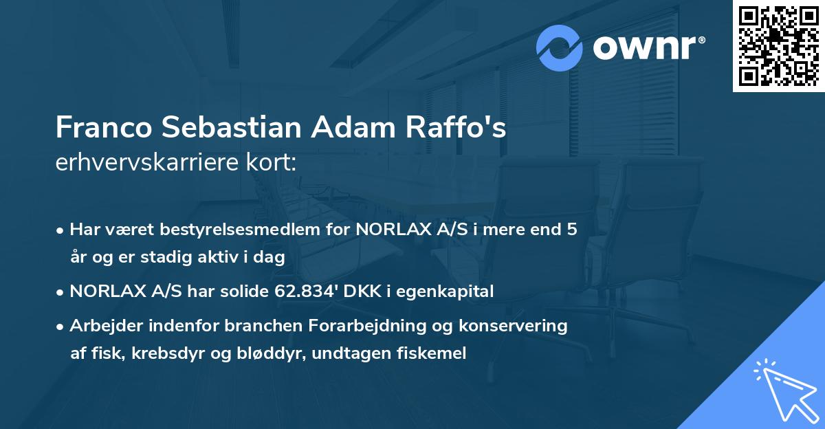 Franco Sebastian Adam Raffo's erhvervskarriere kort