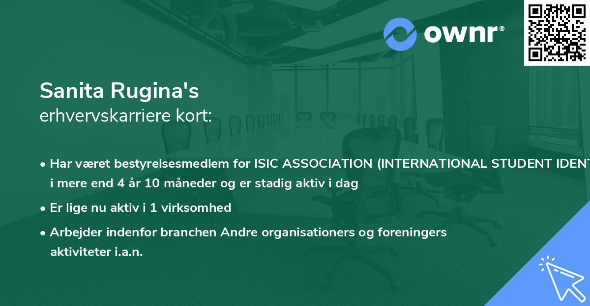 Sanita Rugina's erhvervskarriere kort