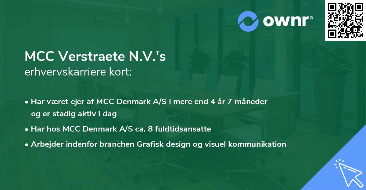 MCC Verstraete N.V.'s erhvervskarriere kort