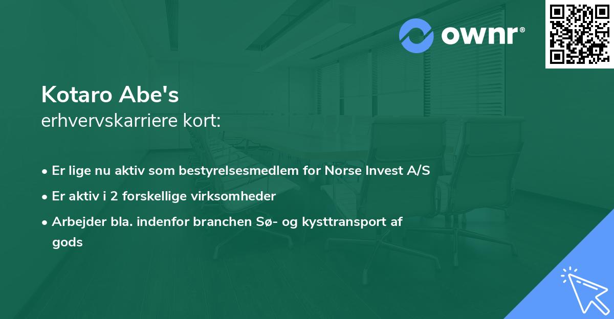 Kotaro Abe's erhvervskarriere kort