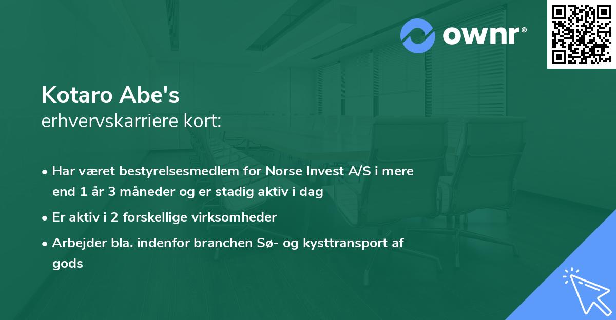 Kotaro Abe's erhvervskarriere kort