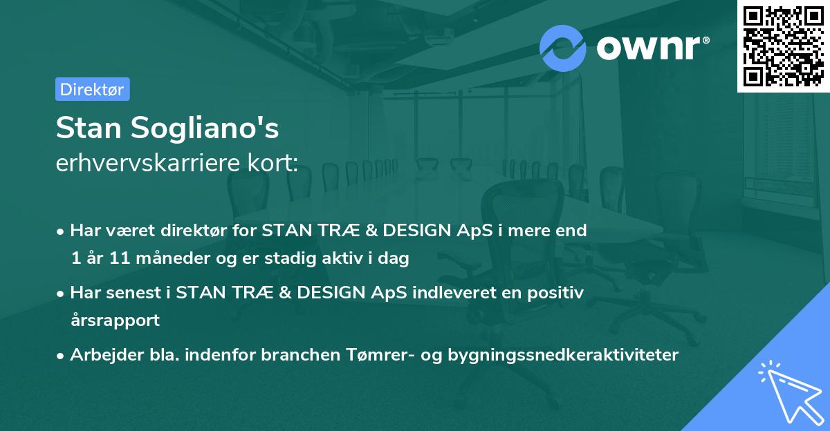 Stan Sogliano's erhvervskarriere kort
