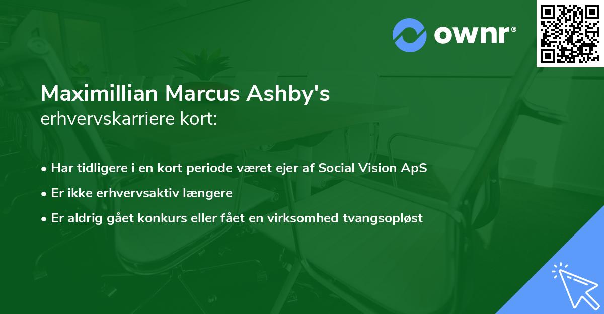 Maximillian Marcus Ashby's erhvervskarriere kort