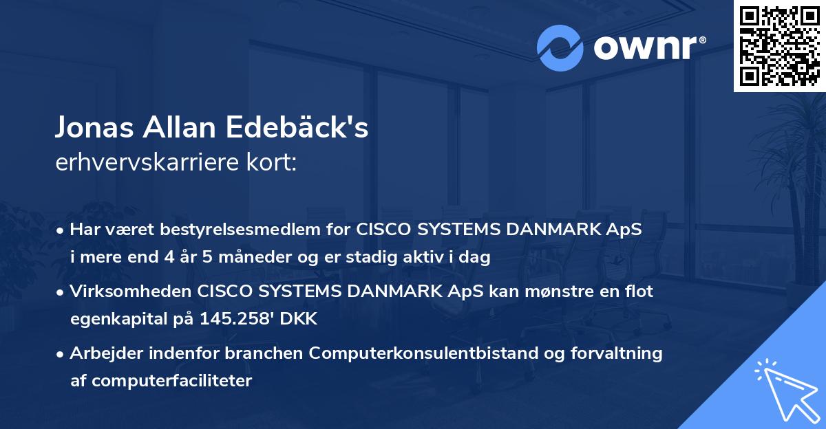 Jonas Allan Edebäck's erhvervskarriere kort