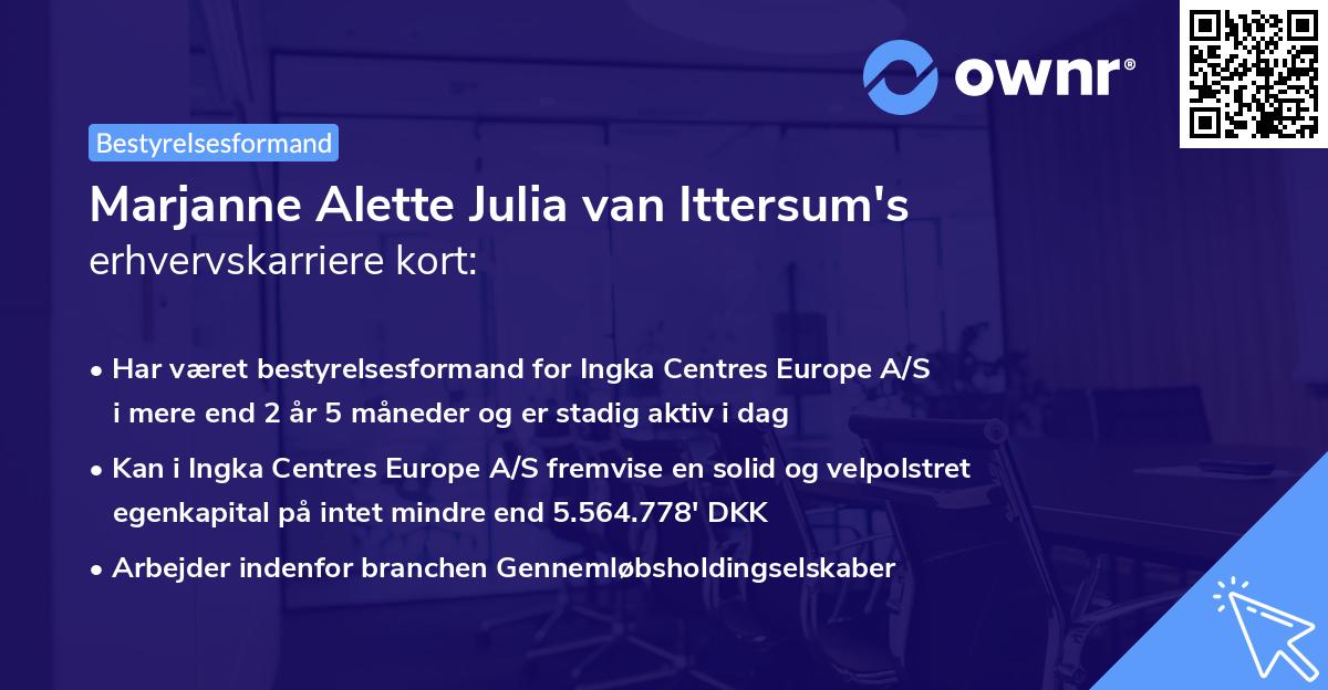 Marjanne Alette Julia van Ittersum's erhvervskarriere kort