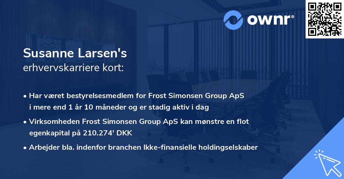 Susanne Larsen's erhvervskarriere kort