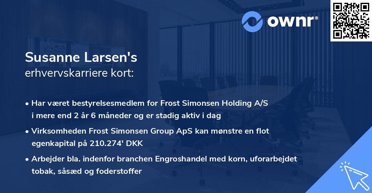 Susanne Larsen's erhvervskarriere kort