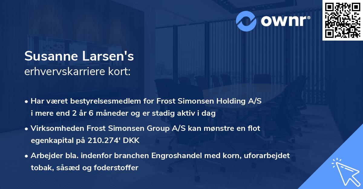 Susanne Larsen's erhvervskarriere kort