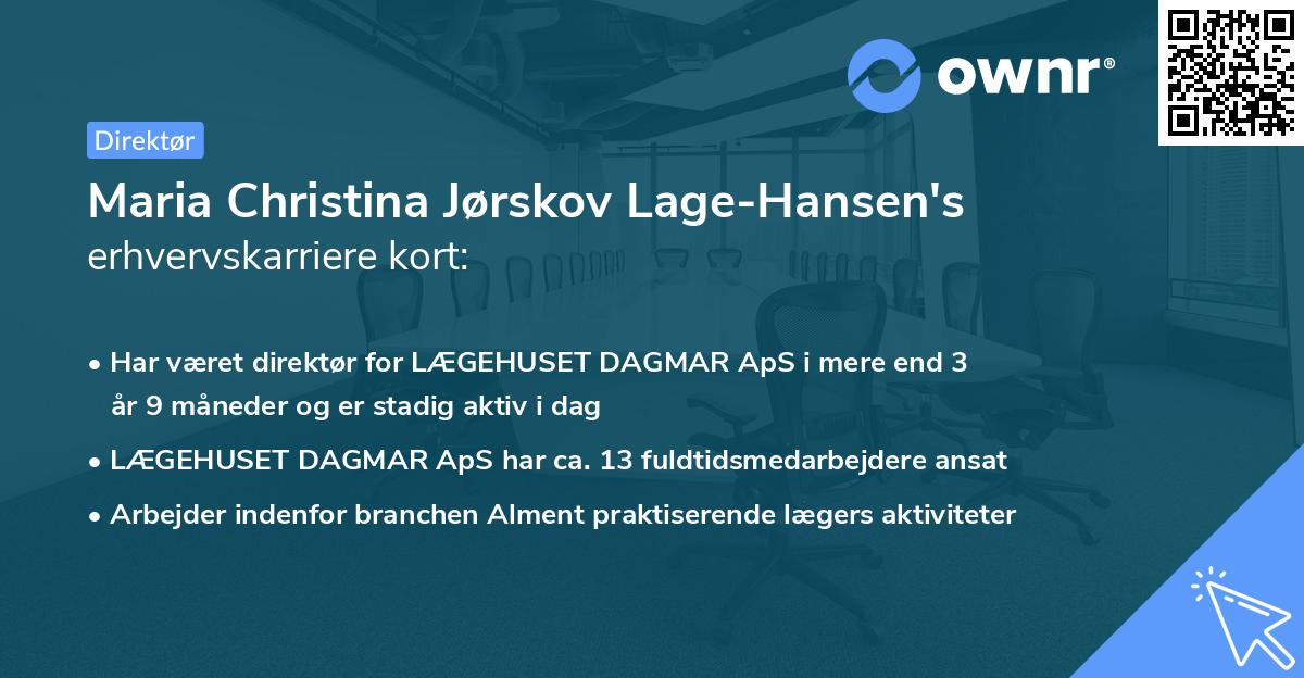 Maria Christina Jørskov Lage-Hansen's erhvervskarriere kort