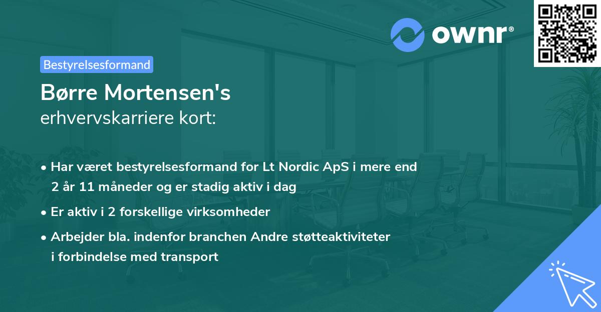 Børre Mortensen's erhvervskarriere kort