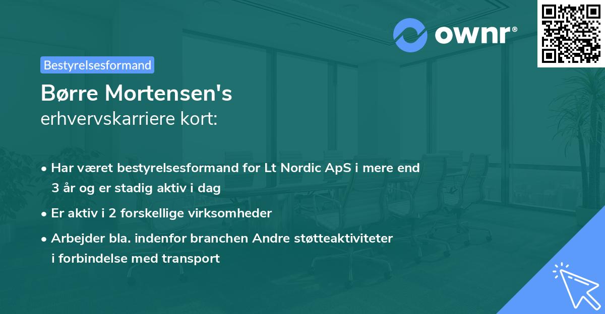 Børre Mortensen's erhvervskarriere kort