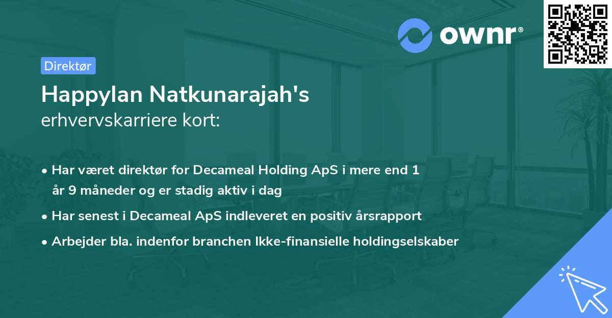 Happylan Natkunarajah's erhvervskarriere kort