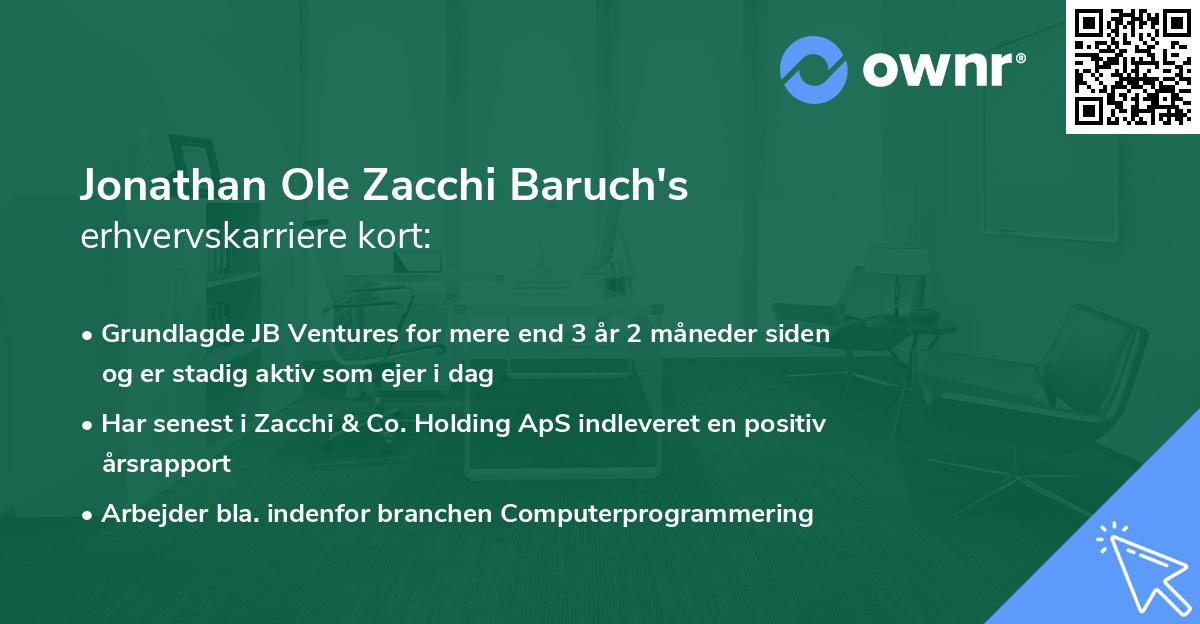 Jonathan Ole Zacchi Baruch's erhvervskarriere kort